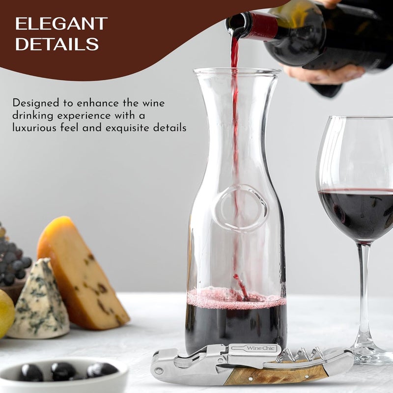 Wine Chic The Premium Professional Corkscrew Wine Opener with Elegant Wood Handle, Manual Wine Key with Foil Knife and Cap Bottle Opener for Bartenders, Waiters and Sommeliers - Image 4